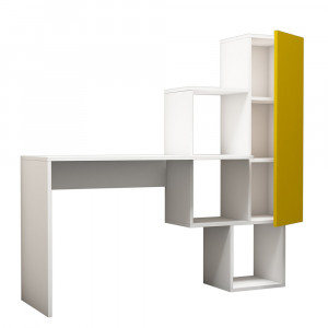 Set birou cu dulap alb/galben Acelya The Home Collection
