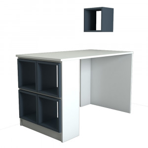 Set birou cu raft alb/albastru Box The Home Collection