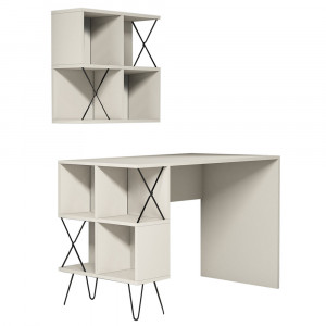 Set birou cu raft crem/negru Extra 2 The Home Collection