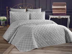 Set cuvertura gri din catifea Dessert Double The Home Collection