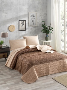 Set cuvertura maro din fibre Creative Single The Home Collection