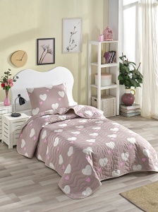 Set cuvertura roz din fibre Herz Single The Home Collection