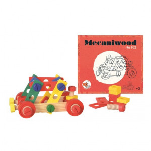 Set de joaca 96 piese multicolor din lemn Mecaniwood Egmont Toys