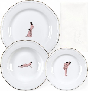 Set de masa 4 piese albe din ceramica Seikantai Suspended Seletti