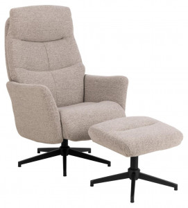Set fotoliu recliner si taburet bej/negru din textil London Quiet Object
