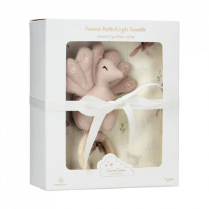 Set jucarie si muselina din bumbac Windflower Creme Cam Cam