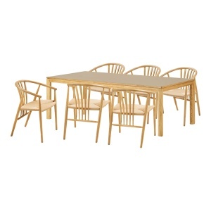 Set masa dining extensibila si 6 scaune din lemn maro Bowen and Augstin House Nordic
