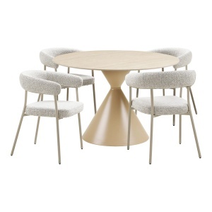 Set masa dining si 4 scaune bej din metal Annecy and Trivio House Nordic