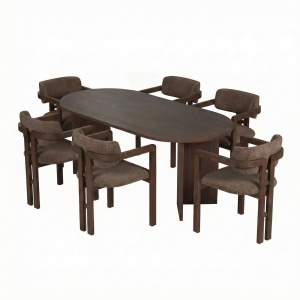 Set masa dining si 6 scaune maro Meridia Nordure