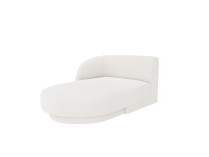 Sezlong pentru canapea modulara alb din textil pentru 2 persoane Miley Left Boucle Micadoni
