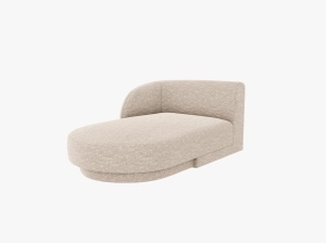 Sezlong pentru canapea modulara bej din textil pentru 2 persoane Miley Left Chenille Micadoni