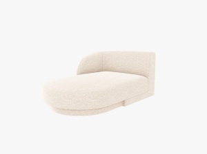Sezlong pentru canapea modulara ivorie din textil pentru 2 persoane Miley Eden Left Chenille Micadoni