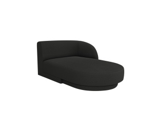 Sezlong pentru canapea modulara neagra din textil pentru 2 persoane Miley Right Boucle Micadoni