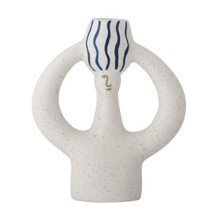 Suport lumanare albastru/alb din ceramica 17 cm Hatty Bloomingville