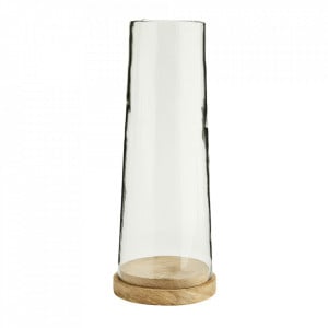 Suport lumanare maro/transparent din lemn de mango si sticla 38 cm Shinan Madam Stoltz