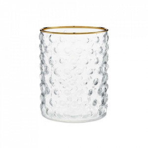 Suport lumanare transparent/auriu din sticla 10 cm Ayers Pip Studio