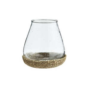 Suport lumanare transparent/maro din sticla 12 cm Suria Madam Stoltz