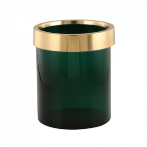 Suport lumanare verde inchis/auriu din sticla 30 cm Revlon Van Roon Living