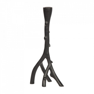 Suport negru din aluminiu pentru lumanare 31 cm Branch BePureHome