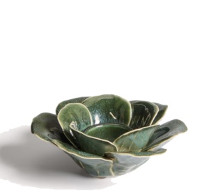 Suport pentru lumanare verde oliv din ceramica 6 cm Ederia Kave Home