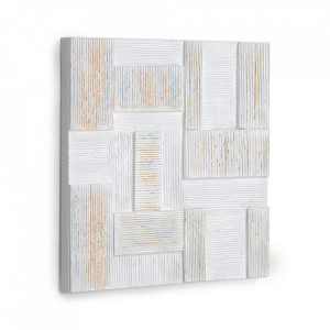 Tablou alb din canvas si lemn de pin 50x50 cm Alvida Kave Home