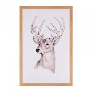 Tablou alb/maro din MDF si polistiren 40x60 cm Deer Somcasa