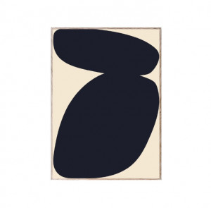 Tablou albastru/crem cu rama din lemn Solid Shapes 03 Paper Collective