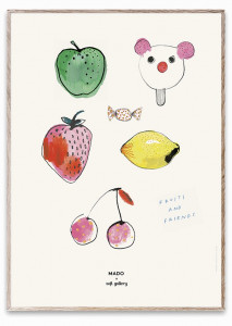 Tablou multicolor cu rama din lemn 50x70 cm Fruits and Friends Paper Collective