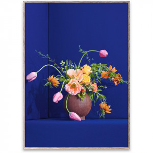 Tablou multicolor cu rama din lemn Blomst 01 / Blue Paper Collective