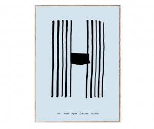 Tablou negru/albastru cu rama din lemn 30x40 cm H-Alphabet Spaghetti Letter Paper Collective