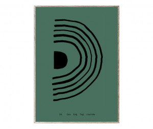 Tablou negru/verde cu rama din lemn 30x40 cm D-Alphabet Spaghetti Letter Paper Collective