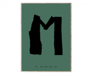 Tablou negru/verde cu rama din lemn 30x40 cm M-Alphabet Spaghetti Letter Paper Collective