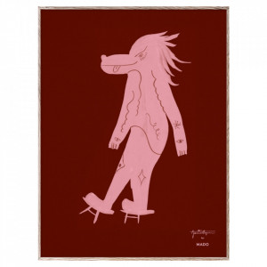 Tablou rosu/roz cu rama din lemn 30x40 cm Wolfoz Paper Collective