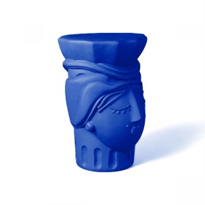 Taburet decorativ albastru din ceramica 32x33 cm Man Seletti