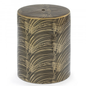 Taburet decorativ negru/auriu din ceramica 33 cm Levy Thai Natura