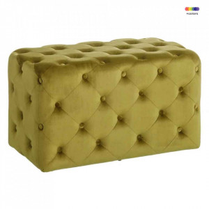 Taburet dreptunghiular verde din MDF si poliester 37,5x70 cm Pad The Home Collection