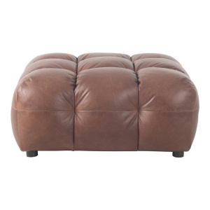 Taburet patrat maro ciocolata din piele 100x100 cm Hackman Dutchbone