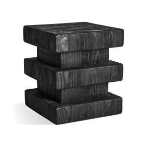 Taburet patrat negru din lemn 35 cm Vievy Vical Home