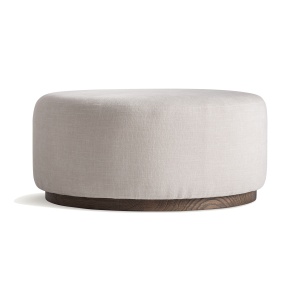 Taburet rotund alb antic din textil 80 cm Dilbeek Vical Home