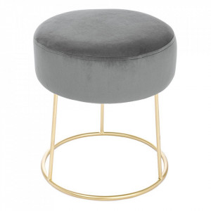 Taburet rotund gri din catifea 35 cm Clarissa Bizzotto