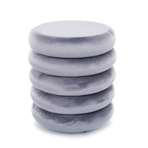 Taburet rotund gri din catifea 40 cm Calvi The Home Collection