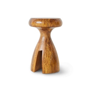 Taburet rotund maro din lemn 34 cm Chestnut HKliving