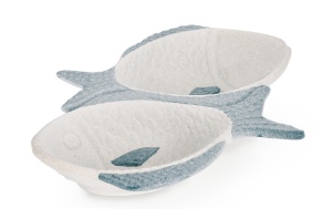Tava decorativa alba/albastra din ceramica 19x24 cm Ortigia 2 Bizzotto