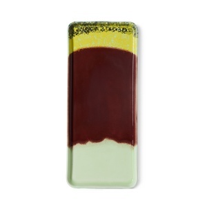 Tava dreptunghiulara multicolora din ceramica 14x32 cm 70s ceramics Cherry HK Living