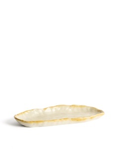 Tava ovala crem din ceramica 13x32 cm Belor Kave Home