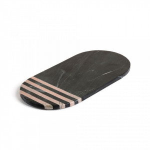 Tocator negru oval din marmura 35,5x17,5 cm Brontwell Kave Home