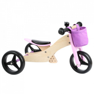 Tricicleta fara pedale din lemn si metal Tricke Pink Small Foot