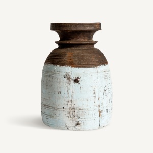 Vaza decorativa maro/alba din lemn 30 cm Kalid Base Vical Home
