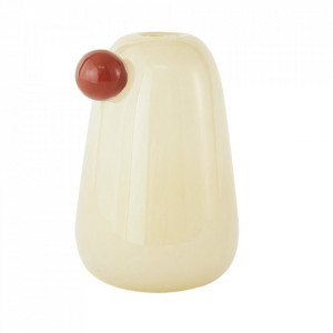 Vaza galben vanilie din sticla 20 cm Inka Oyoy