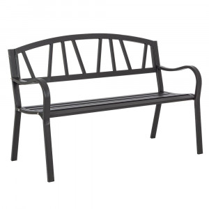 Banca exterior gri carbune din metal 123 cm Jeanelle Bizzotto